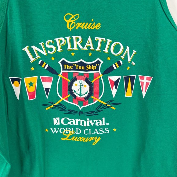 Carnival Cruise Tank Top Menes Size L Green Inspiration Fun Ship Graphic Tee - Picture 2 of 8